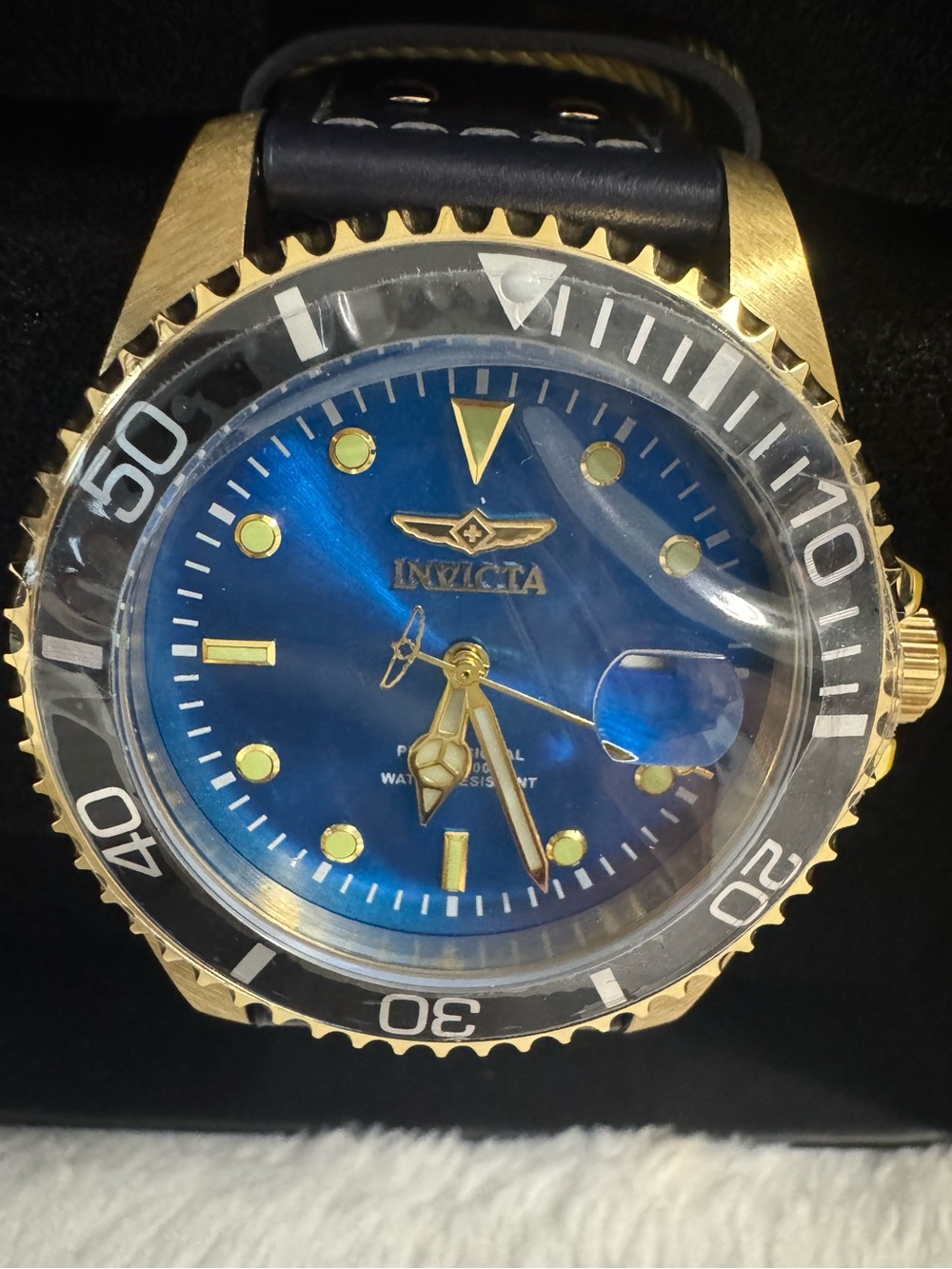 Invicta Pro Diver Blue Dial Blue Leather Men's Watch 43mm 22076